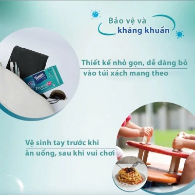 Lốc 6 gói Khăn ướt Mini Tempo Protect Đức - Diệt khuẩn 99% Ngăn ngừa vi khuẩn, Giá chỉ 57.340₫ 6