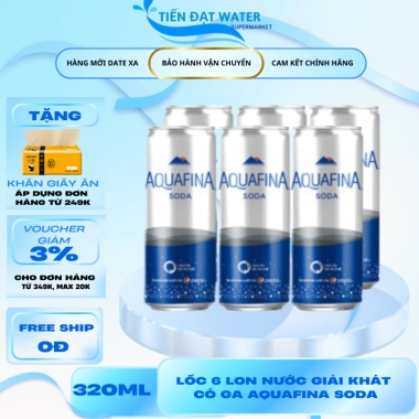 Lốc 6 Lon Aquafina Soda 320ml Không Đường Có Ga - Giá chỉ 57.200₫