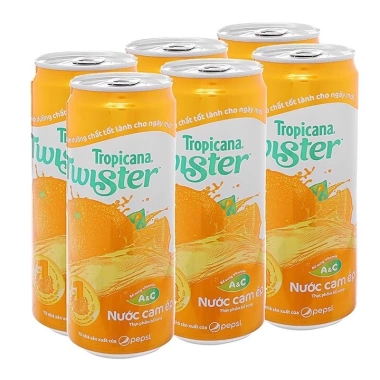 Lốc 6 lon Nước Cam Ép Twister 330ml - Phiên Bản Tết 2.026, Giá Ưu Đãi 65.000₫