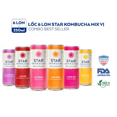 Lốc 6 Lon Star Kombucha Mix Vị - Nước lên men probiotic, giảm 18% chỉ 240.000₫ 5