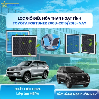 Lọc Gió Điều Hòa HEPA Toyota Fortuner – Than Hoạt Lọc Bụi Mịn, Khử Mùi Vinal – Giá Ưu Đãi 219.114₫