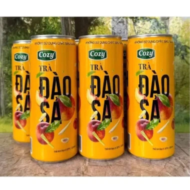 Lốc trà đào sả Cozy 6 lon 320ml - Vị thanh mát, giảm còn 55.900₫, ngon rõ vị