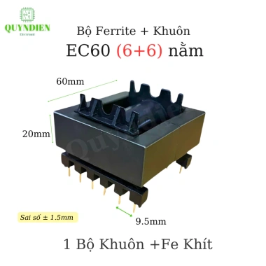 Lõi biến áp xung EC60 tròn nằm 6+6 - Giá ưu đãi 62.000đ, ổn định, bền bỉ