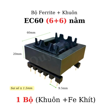 Lõi biến áp xung EC60 tròn nằm 6+6 - Giá ưu đãi 62.000đ, ổn định, bền bỉ