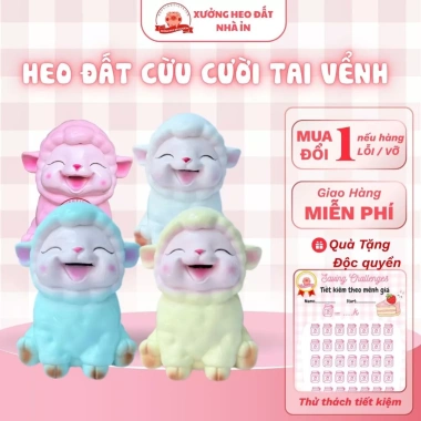 Lợn đất Heo đất tiết kiệm size TO 29cm - Cừu Cười Tai Vểnh, Cừu Ngộ Không, giá 90.000đ