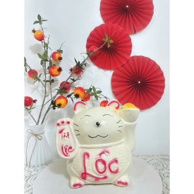 Lợn Đất Heo Tiết Kiệm SIZE TO - Mèo Thần Tài Rước Lộc, ống heo tiết kiệm tiền, HTKVN27, Giá 89.000đ 4