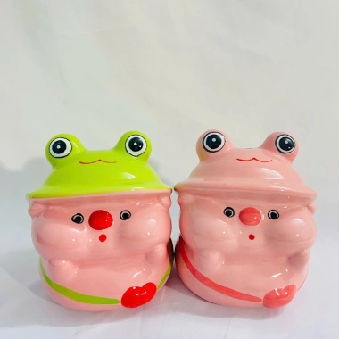 Lợn đất Lỗ tròn - Heo tiết kiệm decor Bát Tràng, Heo mũ ếch, giá chỉ 65.000₫ 4