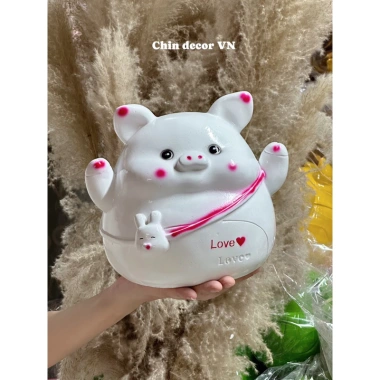 Lợn Đất Túi Thỏ Size To - Heo Đất Trang Trí Nhỏ Gọn, Giá Ưu Đãi 99.000 VNĐ | Chin Decor VN 7