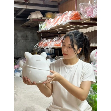 Lợn Đất Túi Thỏ Size To - Heo Đất Trang Trí Nhỏ Gọn, Giá Ưu Đãi 99.000 VNĐ | Chin Decor VN 9