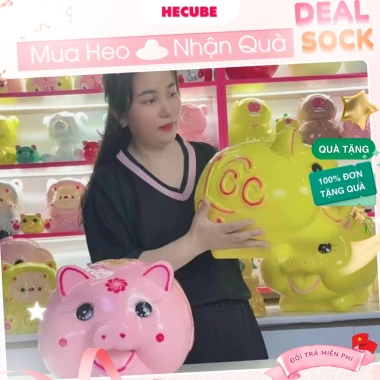 Lợn Heo Đất Truyền Thống Chữ Lộc Hecube - Ống Tiết Kiệm Vàng Tiền, Giá chỉ 86.400₫