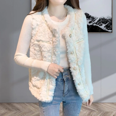 Lông Áo Vest Nữ Thu Đông 2.024 Cừu Sang Trọng và Cotton Dày, Áo Khoác Nhỏ Rời 294.840đ 4