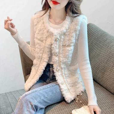 Lông Áo Vest Nữ Thu Đông 2.024 Cừu Sang Trọng và Cotton Dày, Áo Khoác Nhỏ Rời 294.840đ 5