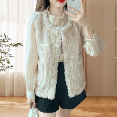 Lông Áo Vest Nữ Thu Đông 2.024 Cừu Sang Trọng và Cotton Dày, Áo Khoác Nhỏ Rời 294.840đ 7