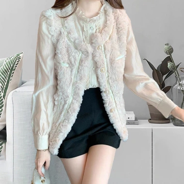 Lông Áo Vest Nữ Thu Đông 2.024 Cừu Sang Trọng và Cotton Dày, Áo Khoác Nhỏ Rời 294.840đ 8