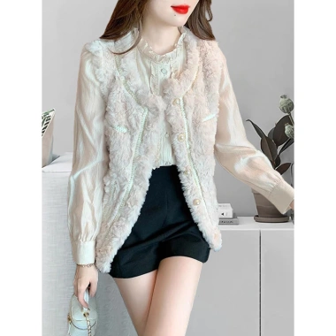 Lông Áo Vest Nữ Thu Đông 2.024 Cừu Sang Trọng và Cotton Dày, Áo Khoác Nhỏ Rời 294.840đ 9