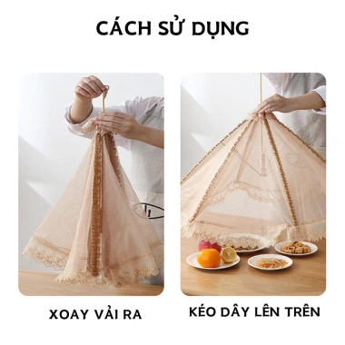 Lồng bàn gấp gọn 80x80cm – Ren chống bụi, côn trùng, ruồi, bảo vệ thực phẩm 3