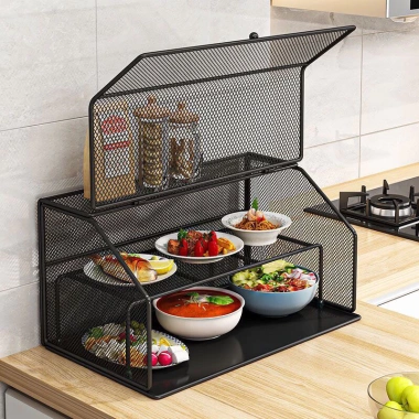 Lồng Bàn Thép 2 Tầng - Kệ Úp Bát Chống Côn Trùng, Dùng cho Tủ Đựng Đồ Ăn, 318.000 VND