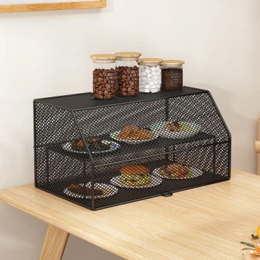 Lồng Bàn Thép 2 Tầng - Kệ Úp Bát Chống Côn Trùng, Dùng cho Tủ Đựng Đồ Ăn, 318.000 VND