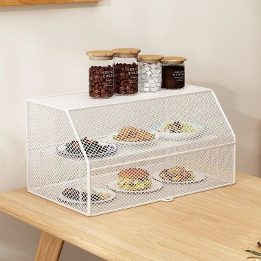Lồng Bàn Thép 2 Tầng - Kệ Úp Bát Chống Côn Trùng, Dùng cho Tủ Đựng Đồ Ăn, 318.000 VND