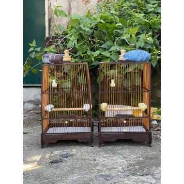 Lồng chim hút mật gỗ mun đuôi công 23x42cm - Giá rẻ, tặng phụ kiện Kabosa