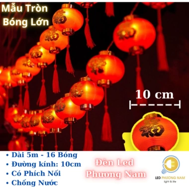 Lồng Đèn LED Đỏ Dây 5m - 16 Bóng Sáng Rực, Trang Trí Lễ Tết Giá Ưu Đãi 106.000₫ 2