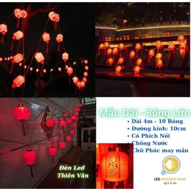 Lồng Đèn LED Đỏ Dây 5m 16 Bóng - Trang Trí Lễ Tết Giá 130.000 VND