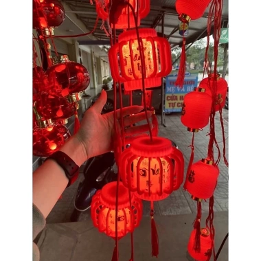 Lồng đèn Vạn Sự Như Ý đỏ 5m 6 bóng treo trang trí lễ Tết, rèm dài sang trọng, giá ưu đãi 286k 5
