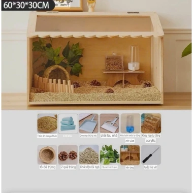 Lồng nuôi gà, chuột hamster gỗ mica - Phù hợp gà rutin, chim, bò sát (40-80cm) Giá ưu đãi 209.000 6