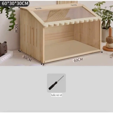 Lồng nuôi gà, chuột hamster gỗ mica - Phù hợp gà rutin, chim, bò sát (40-80cm) Giá ưu đãi 209.000 10