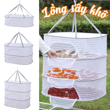 Lồng Phơi Sấy Thực Phẩm HERO Giỏ Phơi Rau Củ Thảo Dược, Chống Bụi, Gấp Gọn, Dễ Vệ Sinh, 64k