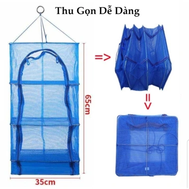 Lồng Phơi Thực Phẩm và Cá Khô Chống Ruồi Muỗi, Lưới PE Gấp Xếp Đa Năng, Dễ Vệ Sinh, Thu Gọn 15,000 VND
