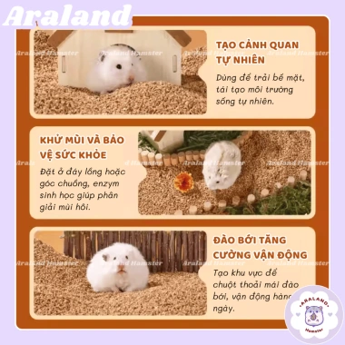 Lót Chuồng Vỏ Hạt Óc Chó Nhuyễn Mix Hoa Khử Mùi Giải Nhiệt, Làm Mát Guaijuan Cho Hamster và Thú Nhỏ - 43k