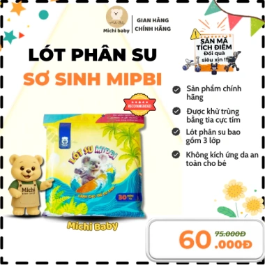 Lót Phân Su Sơ Sinh Michibaby 30 miếng 22x22cm Cao Cấp - Giá chỉ 28.000 2