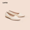Lovito Giày Búp Bê Da Vintage Mũi Nhọn Thoáng Khí Đen Trắng LFA69.081 - Giá giảm 158.760 VND 3