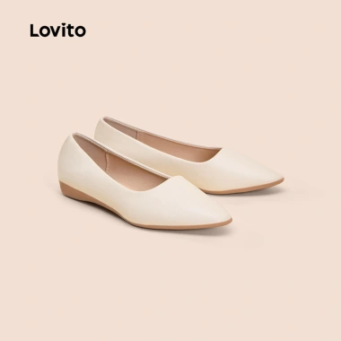 Lovito Giày Búp Bê Da Vintage Mũi Nhọn Thoáng Khí Đen Trắng LFA69.081 - Giá giảm 158.760 VND 3