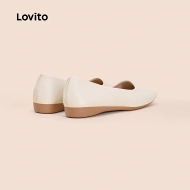 Lovito Giày Búp Bê Da Vintage Mũi Nhọn Thoáng Khí Đen Trắng LFA69.081 - Giá giảm 158.760 VND 4