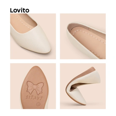 Lovito Giày Búp Bê Da Vintage Mũi Nhọn Thoáng Khí Đen Trắng LFA69.081 - Giá giảm 158.760 VND 6