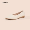 Lovito Giày Búp Bê Da Vintage Mũi Nhọn Thoáng Khí Đen Trắng LFA69.081 - Giá giảm 158.760 VND 8