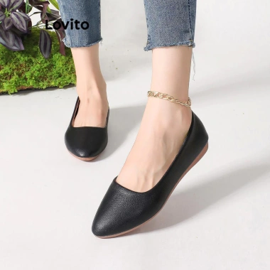 Lovito Giày Búp Bê Da Vintage Mũi Nhọn Thoáng Khí Đen Trắng LFA69.081 - Giá giảm 158.760 VND 9