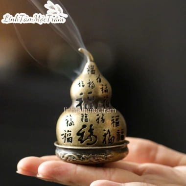 Lư mini xông trầm hương hồ lô bách phúc phong thủy hợp kim đồng 49.010₫
