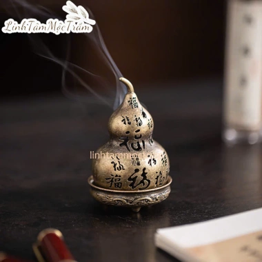 Lư mini xông trầm hương hồ lô bách phúc phong thủy hợp kim đồng 49.010₫