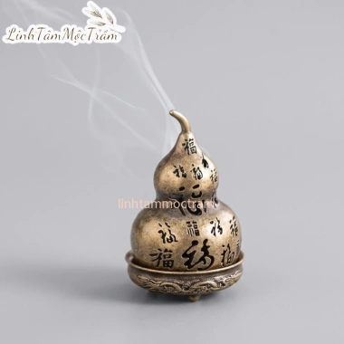 Lư mini xông trầm hương hồ lô bách phúc phong thủy hợp kim đồng 49.010₫