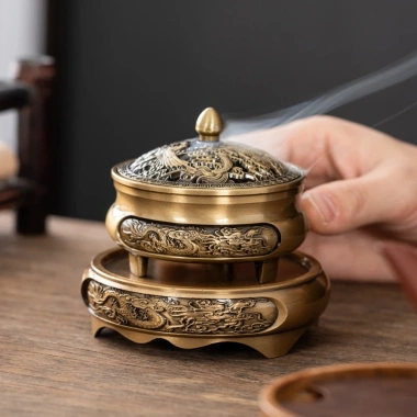 Lư Xông Trầm Hương PHƯƠNG BẢO ÂN - Đỉnh Đốt Nhang, Lư Hợp Kim Đồng, Giá 95.000₫