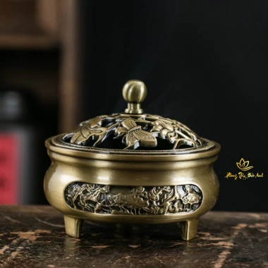 Lư Xông Trầm Hương PHƯƠNG BẢO ÂN - Đỉnh Đốt Nhang, Lư Hợp Kim Đồng, Giá 95.000₫ 4