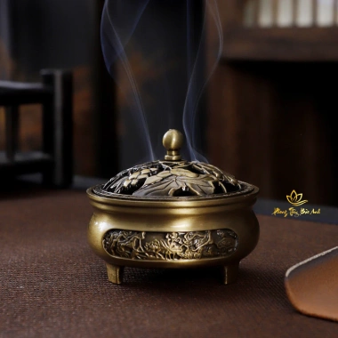 Lư Xông Trầm Hương PHƯƠNG BẢO ÂN - Đỉnh Đốt Nhang, Lư Hợp Kim Đồng, Giá 95.000₫ 5