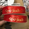 Lụa chữ vàng nổi Happy New Year 2,5cm - Giỏ quà Tết, lẵng quả, giá chỉ 14.000đ