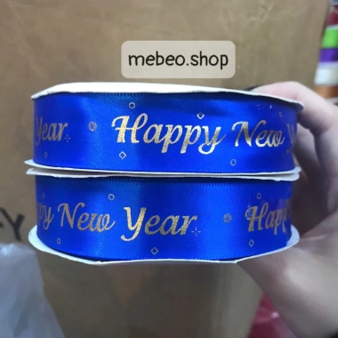 Lụa chữ vàng nổi Happy New Year 2,5cm - Giỏ quà Tết, lẵng quả, giá chỉ 14.000đ 10