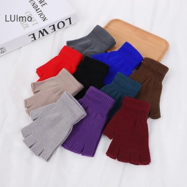 Luimo 1 Đôi Găng Tay Dệt Kim Ngắn Nửa Ngón Nhiều Màu Sắc Ấm Cổ Tay Phụ Kiện Xe Đạp SBS