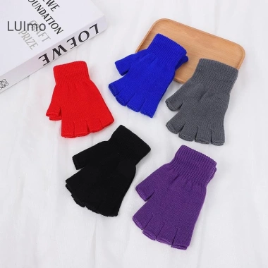Luimo 1 Đôi Găng Tay Dệt Kim Ngắn Nửa Ngón Nhiều Màu Sắc Ấm Cổ Tay Phụ Kiện Xe Đạp SBS 2