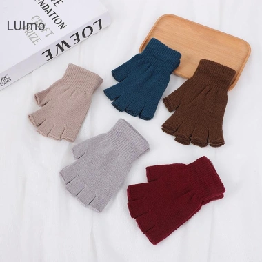 Luimo 1 Đôi Găng Tay Dệt Kim Ngắn Nửa Ngón Nhiều Màu Sắc Ấm Cổ Tay Phụ Kiện Xe Đạp SBS 3